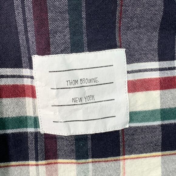 THOM BROWNE Size XS Multi Color Plaid Cotton One Pocket Long Sleeve Shirt - Picture 2 of 6